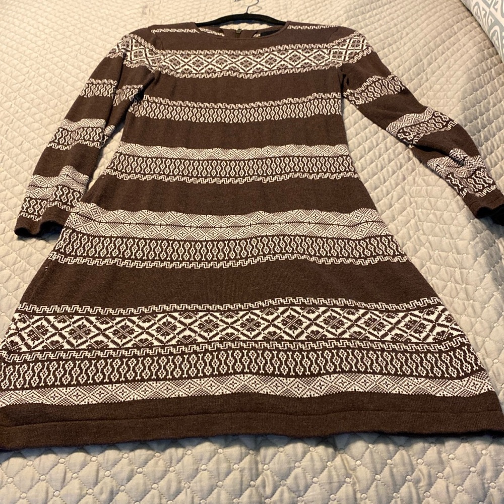 Cynthia Rowley Brown and White Sweater Dress Sz Small